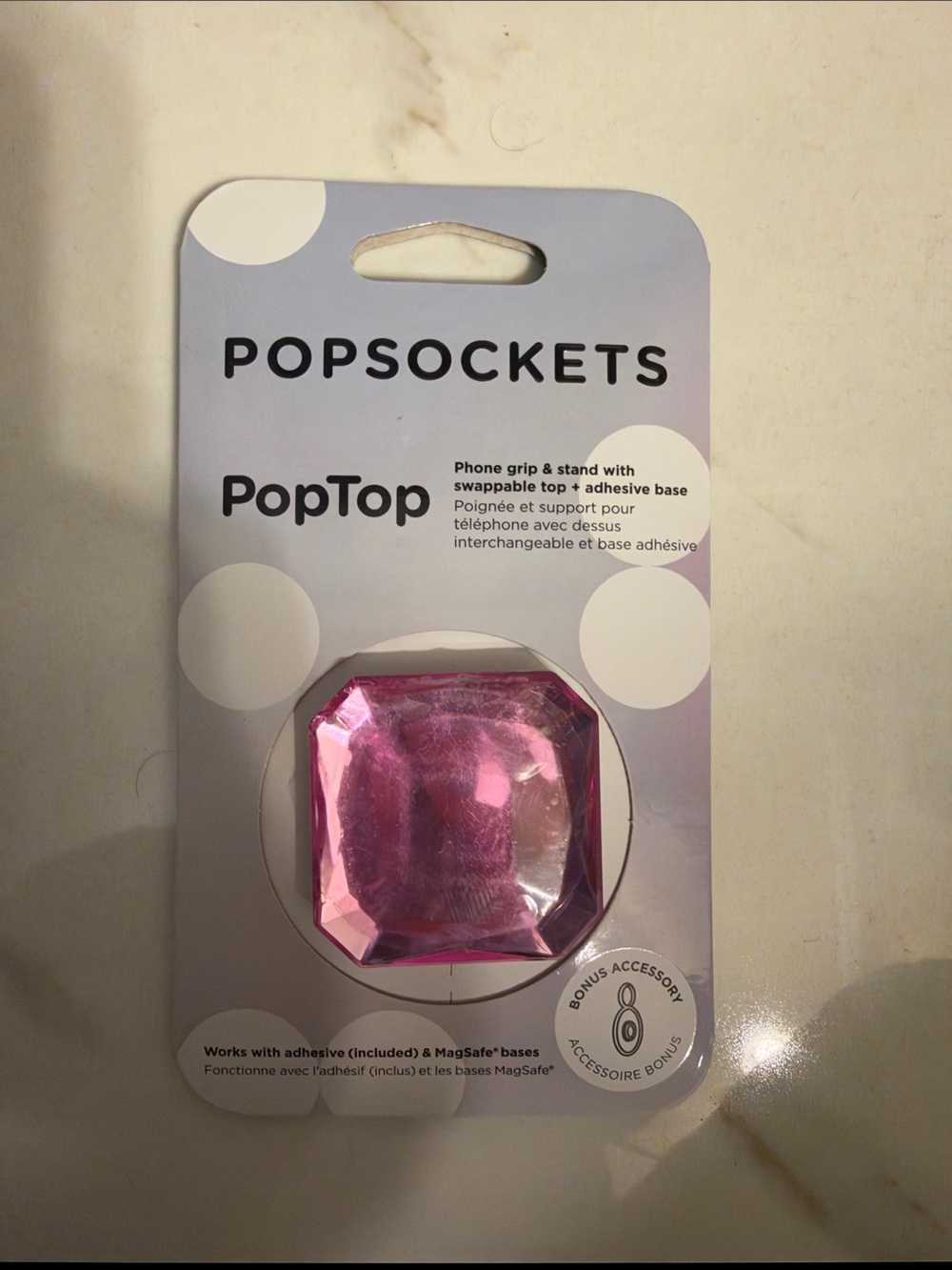 PopSocket PopTop Phone Grip & Stand - Shiny Pink Gem
